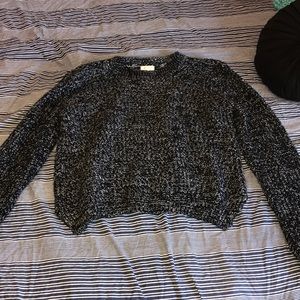 Slight Crop Black and White Sweater